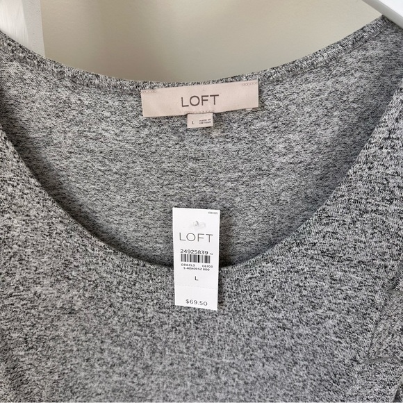 Loft Tiered Flutter Knit Dress Light Limestone Gray Sz Large - Picture 6 of 9